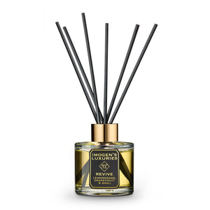 Revive voted best reed diffuser for cold mornings. Scented with Lemongrass, Grapefruit and Basil its a very fresh, citrus fragrance which is uplifting and energising. Ideal to create an uplifting and welcoming atmosphere. Handmade by Imogen's Luxuries, Berkshire England 