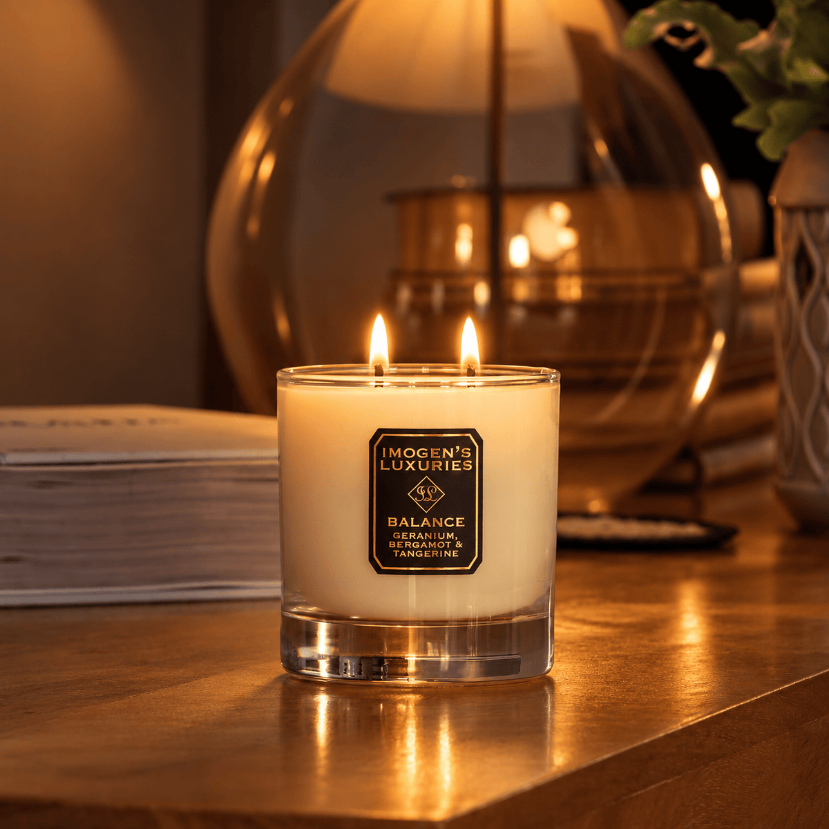 Balance 2 Wick Candle: Geranium, Bergamot & Tangerine