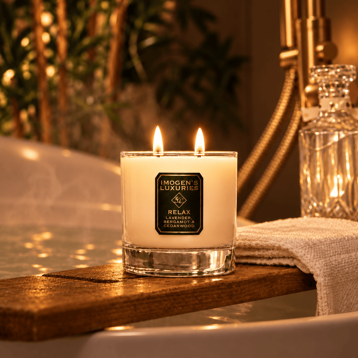 Relax 2 Wick Candle: Lavender, Bergamot & Cedar