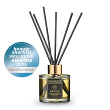 Luxury award winning Revive reed diffuser. Scented Lemongrass, Grapefruit and Basil essential oils. Editors choice Beaty shortlist well being awards 2025. Highly scented with natural essential oils. Thick black reeds included.