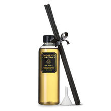 Revive Reed Diffuser refill set is a large 200ml bottle with 6 thick black reeds. Scented with our best selling signature blend of Lemongrass, Grapefruit,& Basil essential oils. Perfectly suited to bathrooms and kitchens. An environmental and cost effective way to make your diffuser last longer.  Perfume your home naturally with this uplifting citrus fragrance. Vegan, cruelty free and handmade in Berkshire by Imogen's Luxuries.