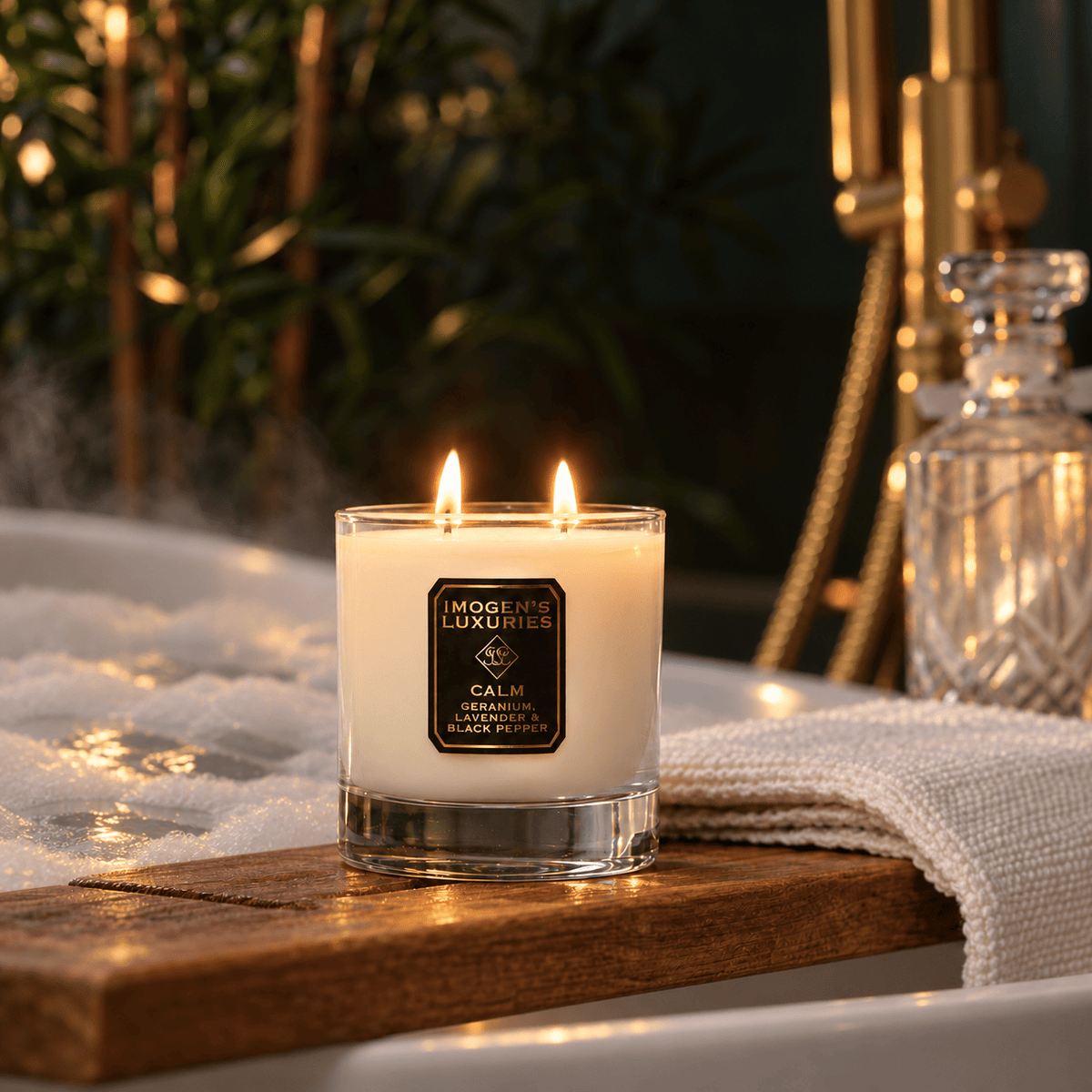 Calm 2 Wick Candle: Lavender, Geranium and Black Pepper
