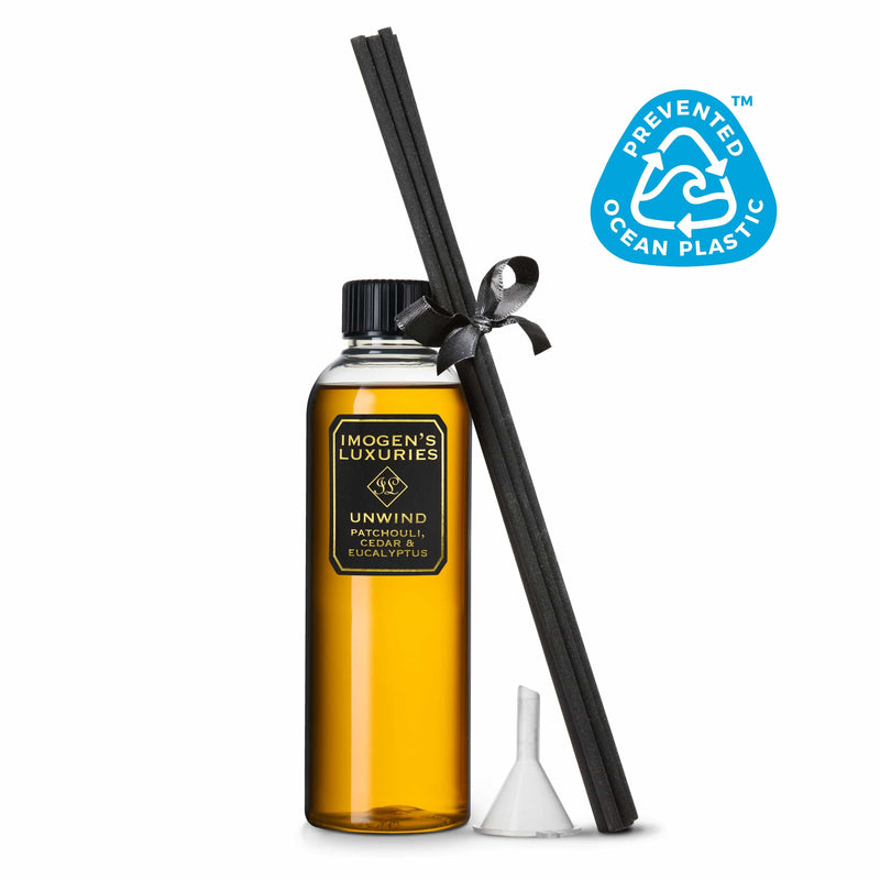 200ml Unwind Reed Diffuser Refill: Patchouli, Cedar & Eucalyptus