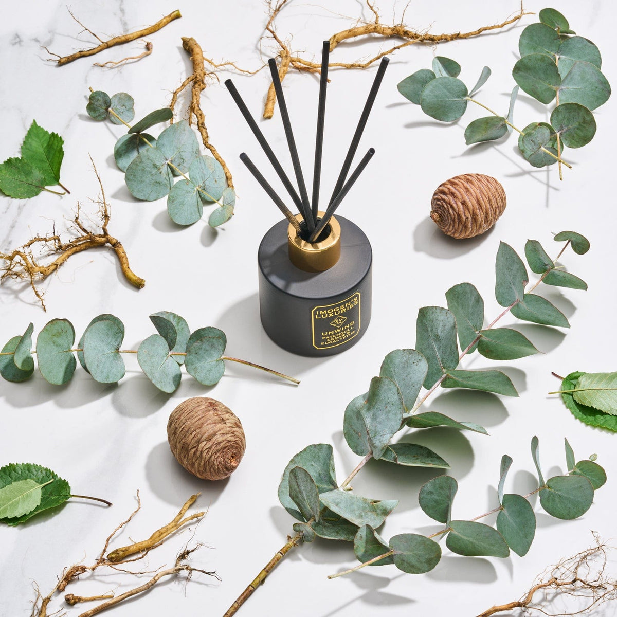 Unwind Black Reed Diffuser | Patchouli, Cedar & Eucalyptus Essential O ...
