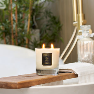 Our Calm 2 wick candle is handmade with natural wax and beautifully scented with Geranium, Lavender and Black Pepper Essential oils. Burn time around 50 hours, 330g WAX weight. Beautifully gift boxed. Perfect to help reduce stress and anxiety and restore a sense of inner calm. Natural, Vegan & Cruelty Free. Handmade in Berkshire, England