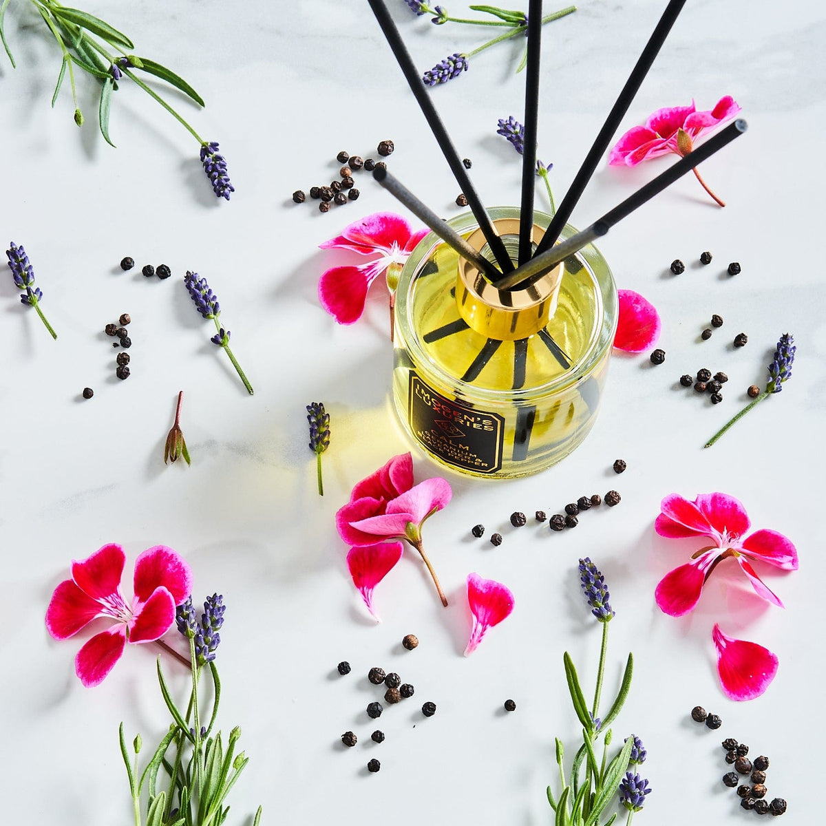Calm 100ml Diffuser: Geranium, Lavender & Black Pepper Essential Oils ...