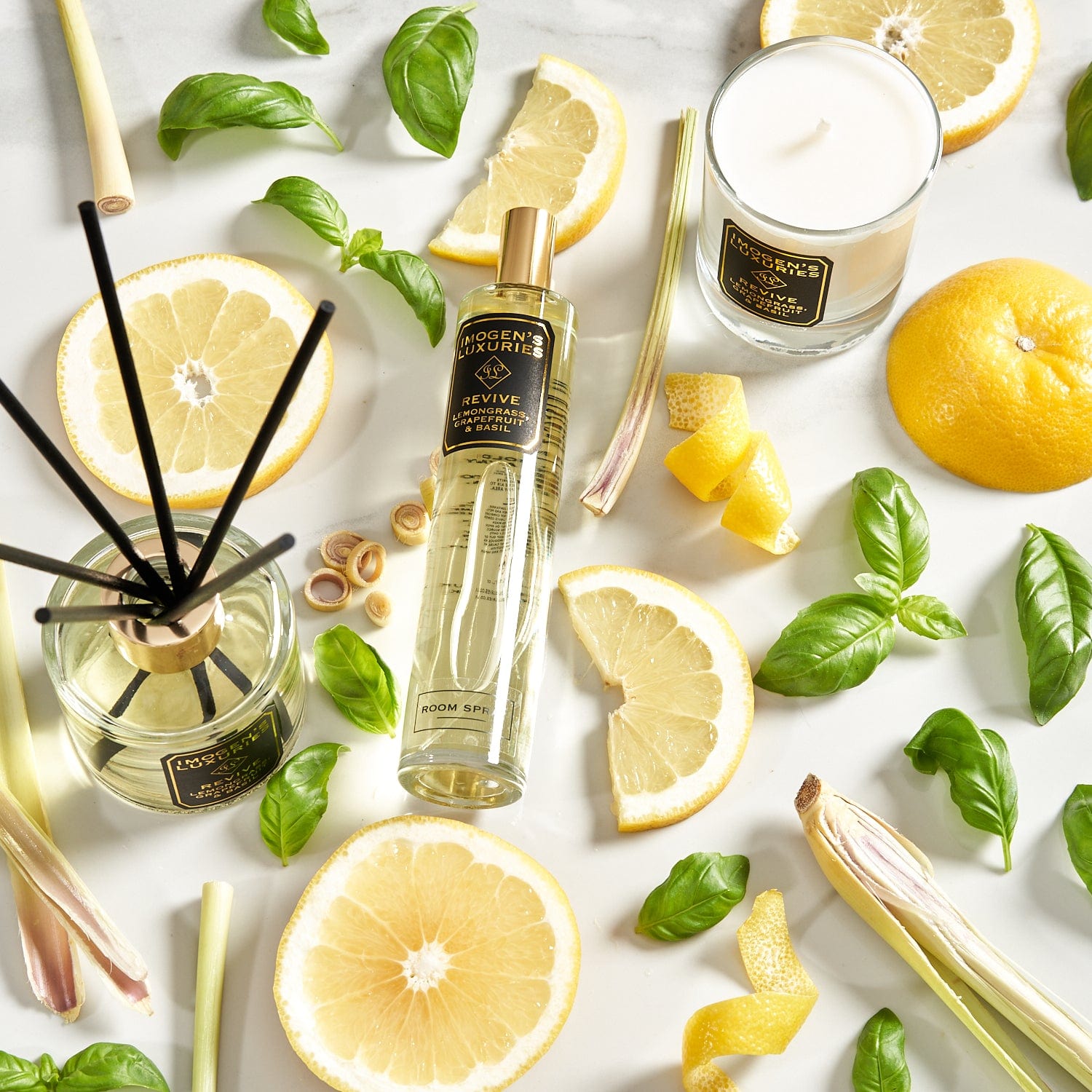 Revive 1 Wick Candle: Lemongrass, Grapefruit & Basil