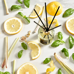 Our Revive Reed Diffuser is scented with our best selling signature Revive scent. Pure essential oils of Lemongrass, Grapefruit & Basil create this uplifting and wonderfully citrus scent. Perfect for kitchens and bathrooms, odours are neutralised and not just hidden. 100ml lasts 12-16 weeks. Handmade in Berkshire, England by Imogen's Luxuries. Natural, vegan and cruelty free