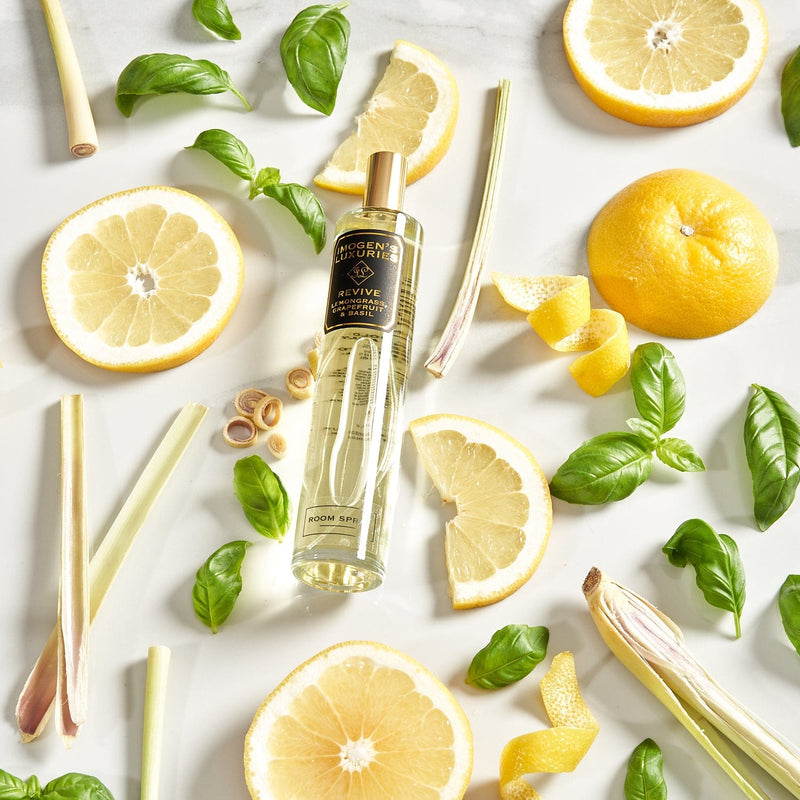 Revive room spray is a beautiful fresh, citrus and uplifting fragrance. Handmade with pure essential oils of Lemongrass, Grapefruit & Basil. Free from any synthetic fragrance. Long lasting large 100ml size. Each bottle holds around 900 sprays. Excellent value for money. Beautifully gift boxes, an ideal gift.Handmade by Imogen's Luxuries, England