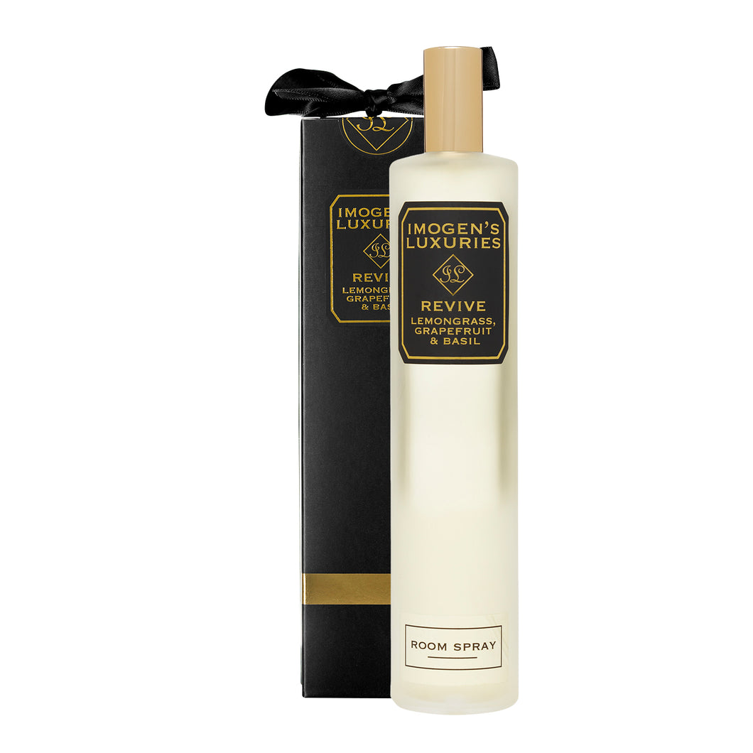 Revive Room Spray: Fragranced with Lemongrass, Grapefruit & Basil essential oils. 100ml £14.00 Imogen's Luxuries